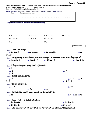 Kiểm tra chất lượng học kỳ I năm học 2016 - 2017 môn Toán học 6
